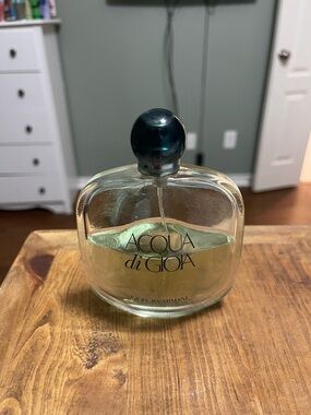 Giorgio Armani Acqua di Gioia Bottle with Aqua Liquid and Dark Teal Cap